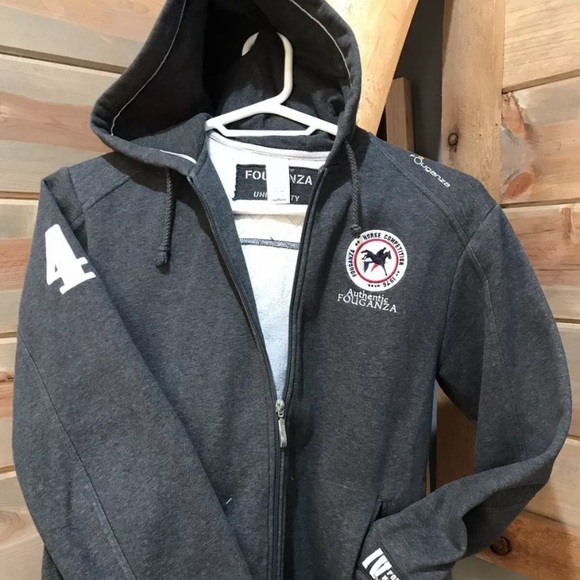 Fouganza HORSE Riding Mens Small Gray Zip Hoodie - Picture 1 of 9